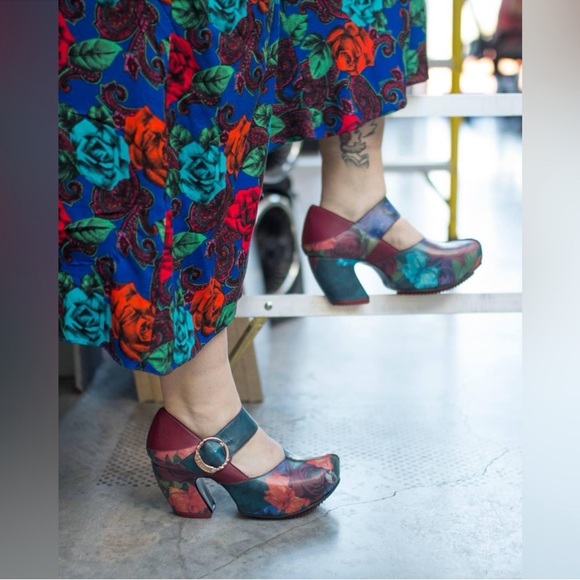 John Fluevog Prepare Leader Platform Mary Jane Heels Floral Size 6 - Picture 2 of 16